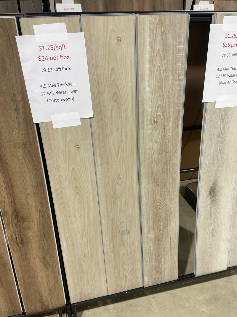 ($1.25/sqft) Windsor Vinyl Plank Flooring 4.5mm (Cottonwood)