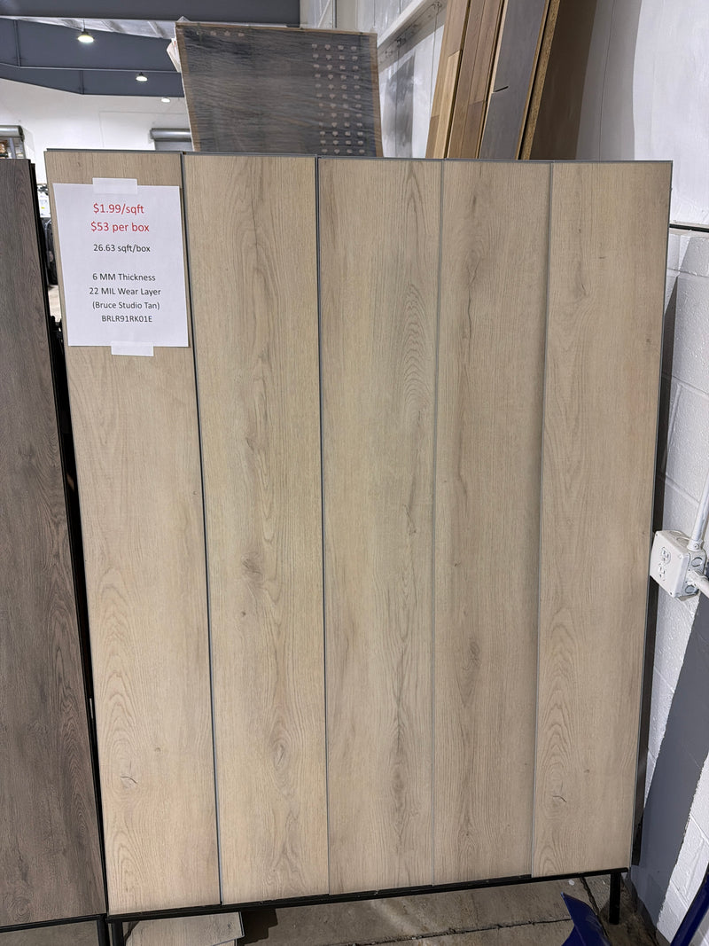 ($1.99/sqft) Bruce Studio Tan Vinyl Waterproof Flooring 6mm/22mil