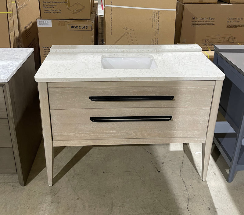 Origin 21 Nova 48-in Cerused Natural Oak Undermount Single Sink Bathroom Vanity with Calacatta Engineered Marble Top