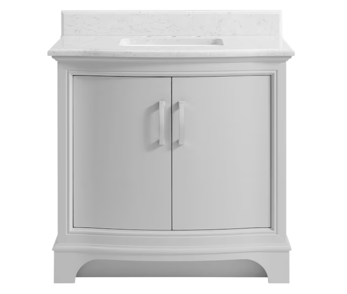 Allen + Roth Yorkshire 36-in Light Gray Undermount Single Sink Bathroom Vanity with Carrara Engineered Marble Top