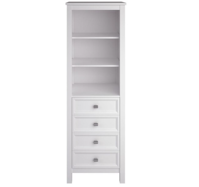 Allen + Roth Canterbury 24-in W x 72-in H x 18-in D White MDF Freestanding Linen Cabinet