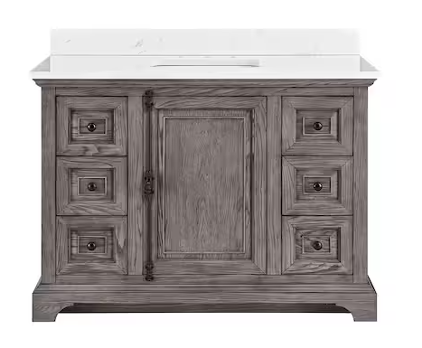 Joslyn 48 in. W x 22 in. D Bath Vanity in Cashmere with Engineered Vanity Top in Carrara Marble with White Sink