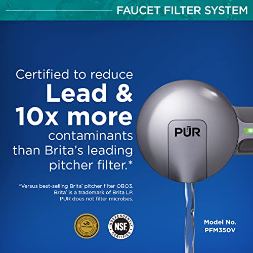 PUR PLUS Faucet Mount Water Filtration System, Metallic Grey – Horizontal Faucet Mount for Crisp, Refreshing Water, PFM350V