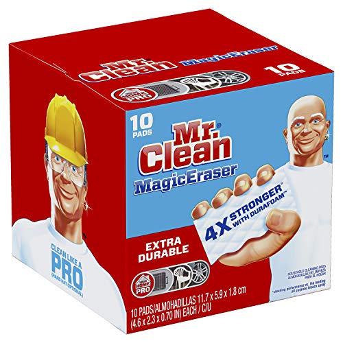 Mr. Clean Magic Eraser, Extra Durable Pro Version, Shoe, Bathroom, and Shower Cleaner, Cleaning Pads with Durafoam, 10 Count