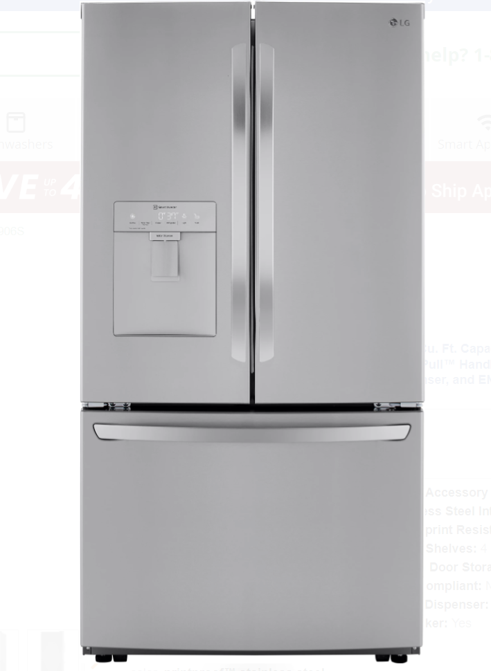 LG LRFWS2906V 29-cu ft French Door Refrigerator
